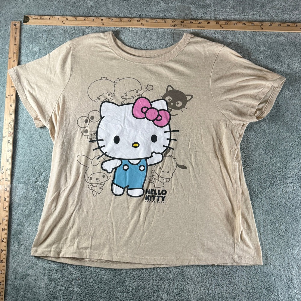 Sanrio Hello Kitty and Friends Graphic T-Shirt Tan Beige Short Sleeve XL